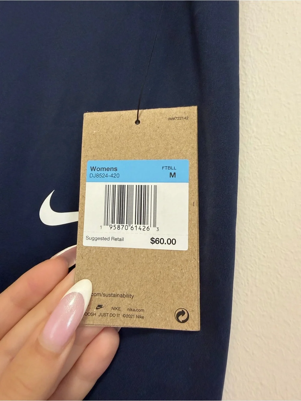Nike Girls Navy & White Swoosh Athletic Leggings